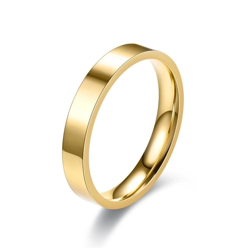 Exhibition Couple Ornament Japanese And Korean Simple 4mm Flat Stainless Steel Glossy Ring Titanium Steel Couple Ring Hand Jewelry Ornament