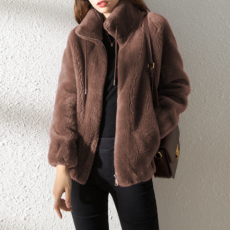 2024 Padded Coat Stand-collar Double-faced Fleece Jacket