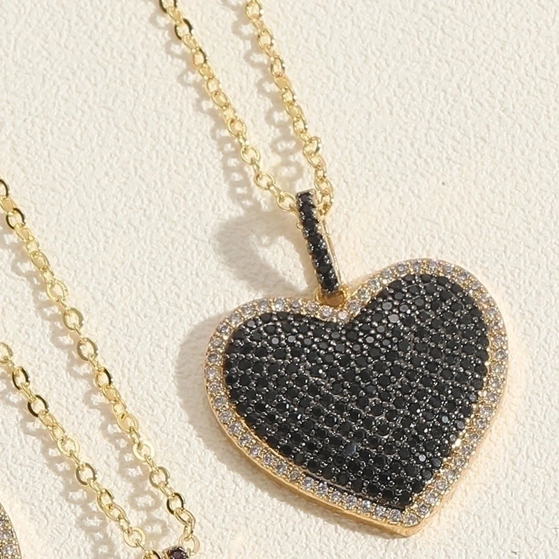 Minimalist Heart Shape Butterfly Copper Plating Inlay Zircon 14k Gold Plated Pendant Necklace