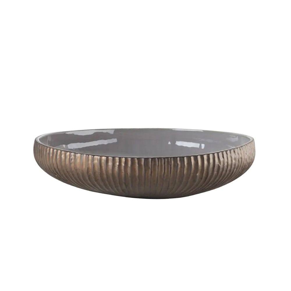 Ribbed Glaze Bowl - Metal Grey