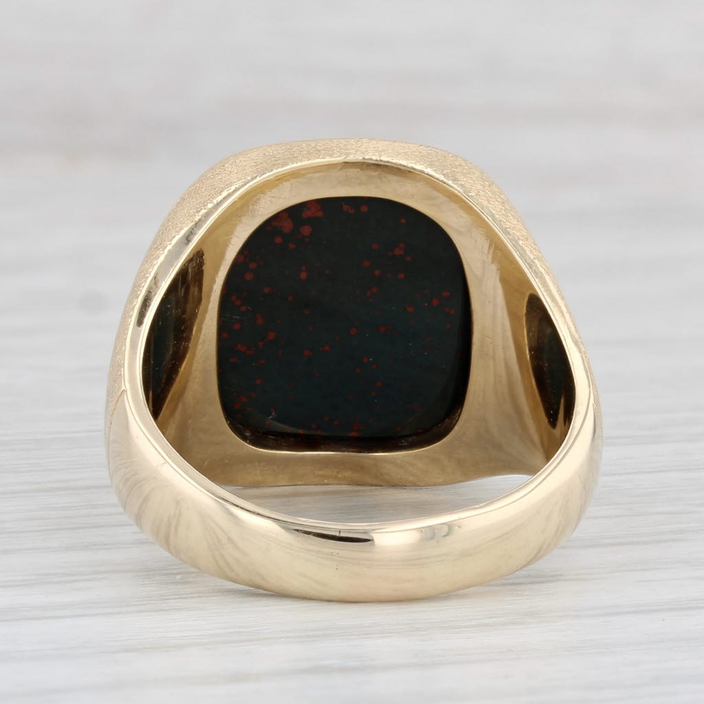 Blood Stone Chalcedony Ring 14k Yellow Gold Size 9.5