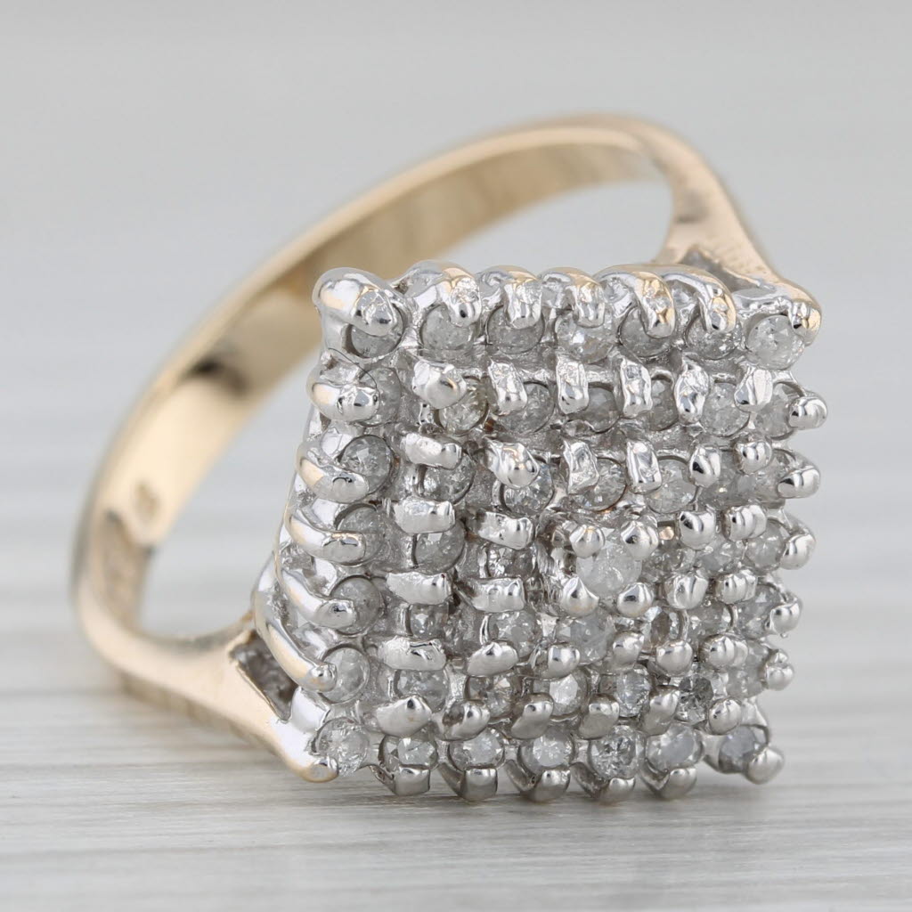 0.50ctw Diamond Cluster Ring 14k White Yellow Gold Size 6