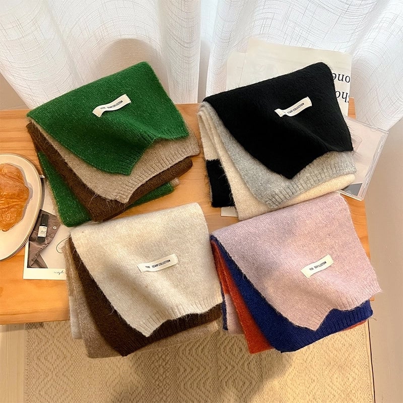 Women's Classic Style  Color Block Knit Scarf