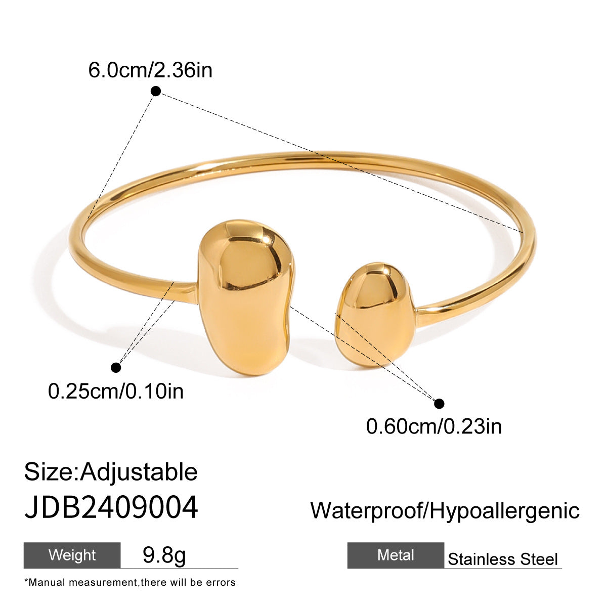 Stainless Steel Water Drop Open Bracelet Earrings Niche Bracelet Earrings Titanium Steel