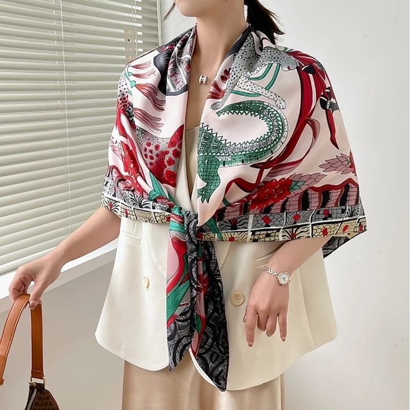 Women's Elegant Minimalist Plant Polyester Silk Scarf