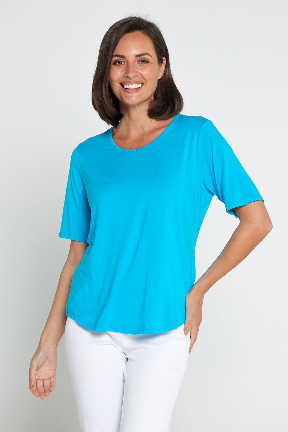 Belinda Modal Tee - Aqua Blue