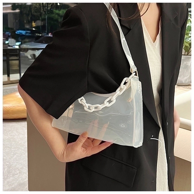 Women's Small Pvc Solid Color Streetwear Square Zipper Shoulder Bag Crossbody Bag Underarm Bag