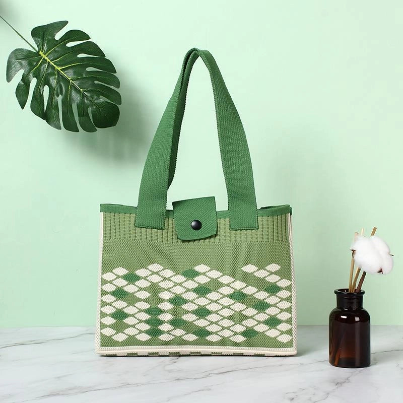 Women's Large Polyester Argyle Streetwear Open Underarm Bag