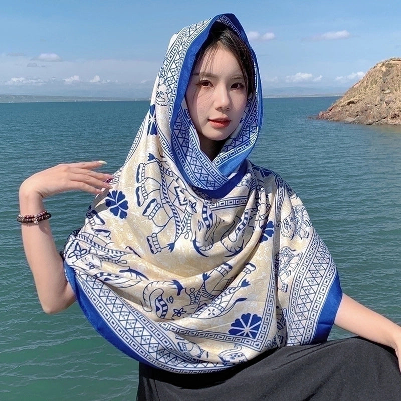 Women's Elegant Printing Cotton And Linen Shawl