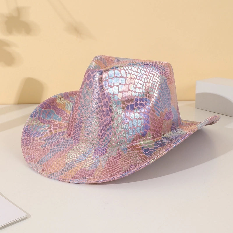 Women's Hip-Hop Japanese Style Cowboy Style Snakeskin Big Eaves Wide Eaves Fedora Hat