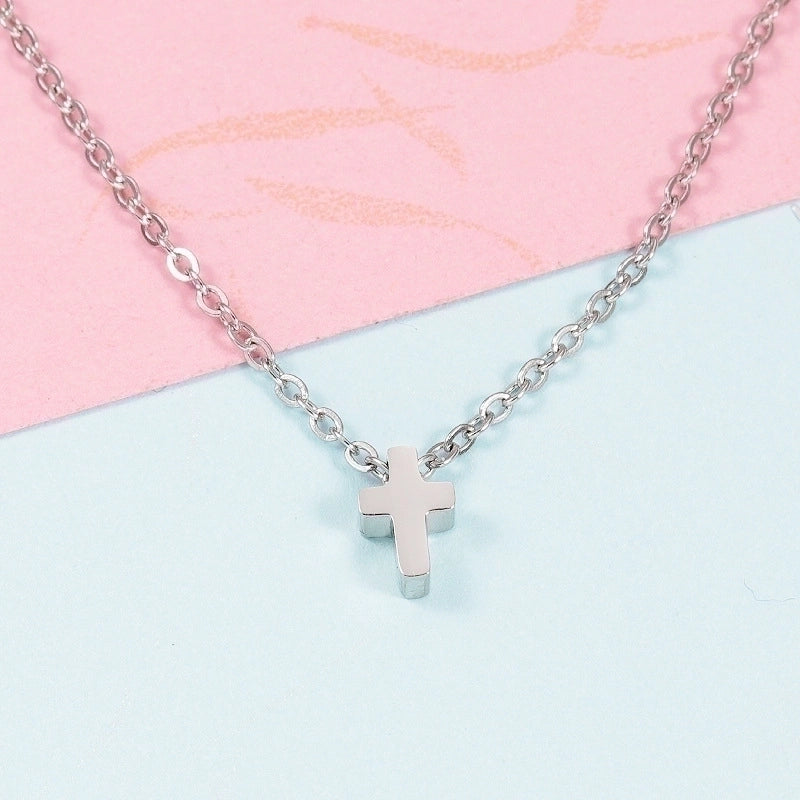 Stainless Steel 18K Gold Plated Basic Classic Style Plating Cross None Pendant Necklace