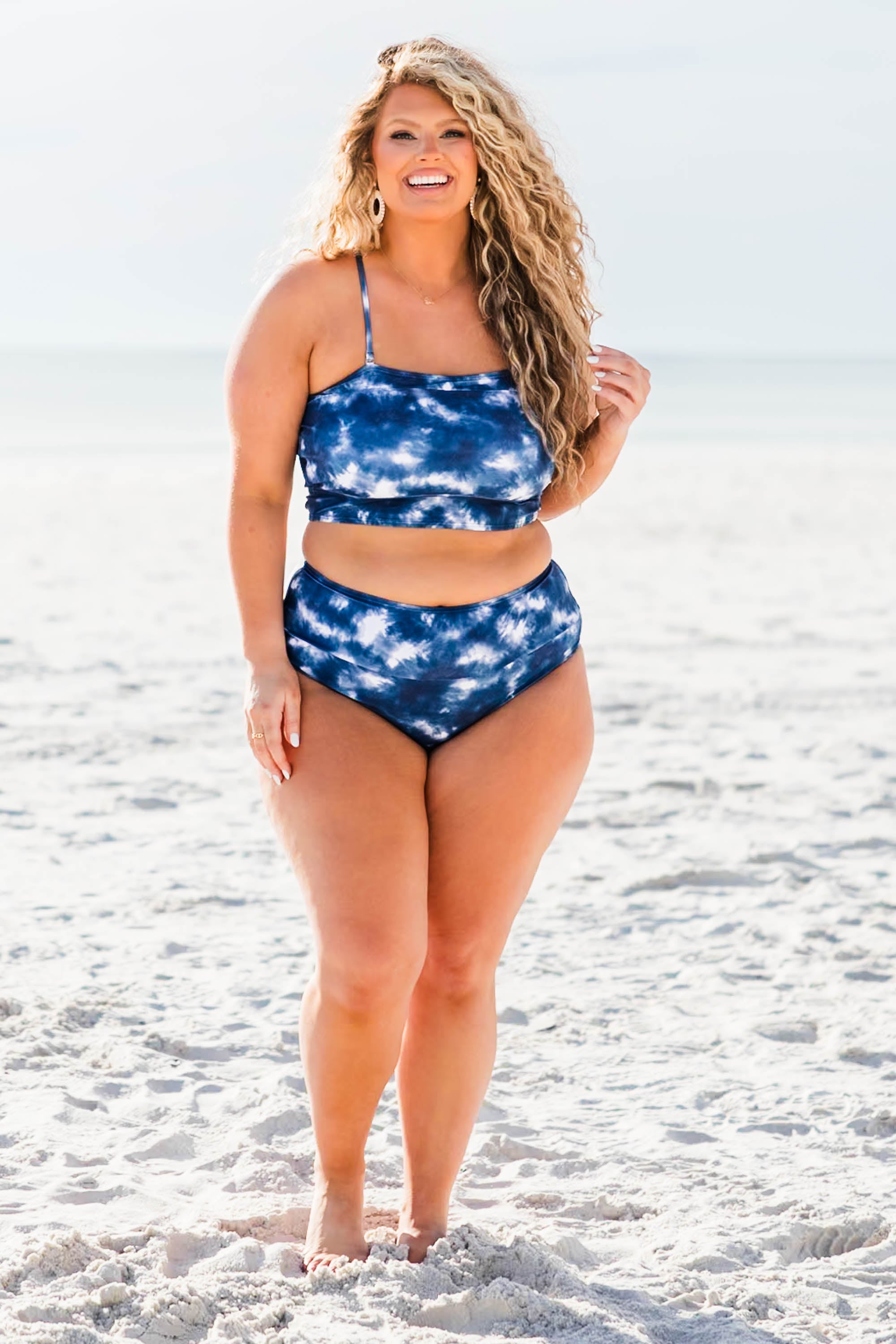 Hidden Islands Swim Top. Tie Dye-Blue