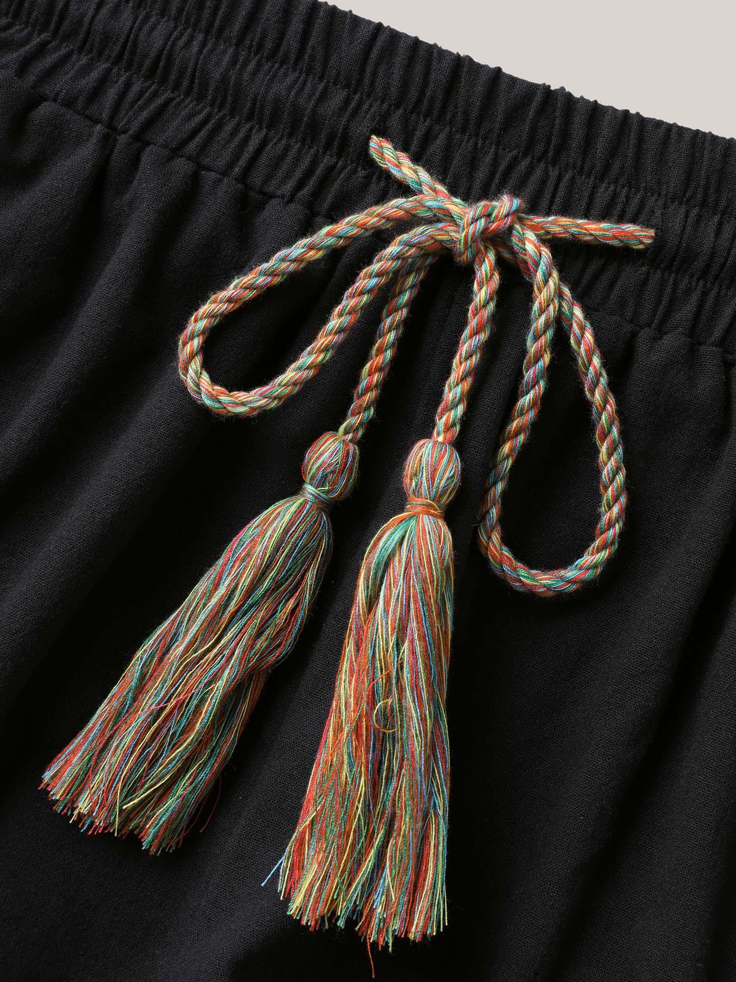 Colored Tassels Drawstring Shorts