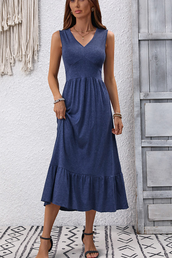 Fashion V Neck Solid Casual Dress