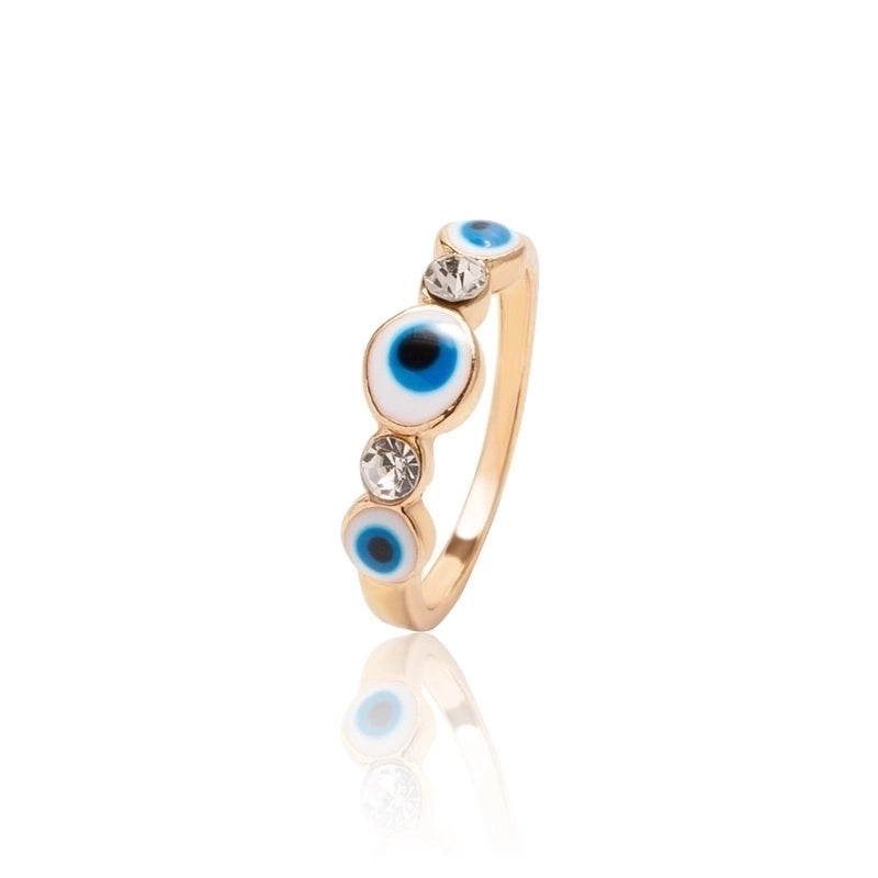 3 Pieces Classic Style Devil's Eye Stainless Steel Plating Gold Plated Open Rings