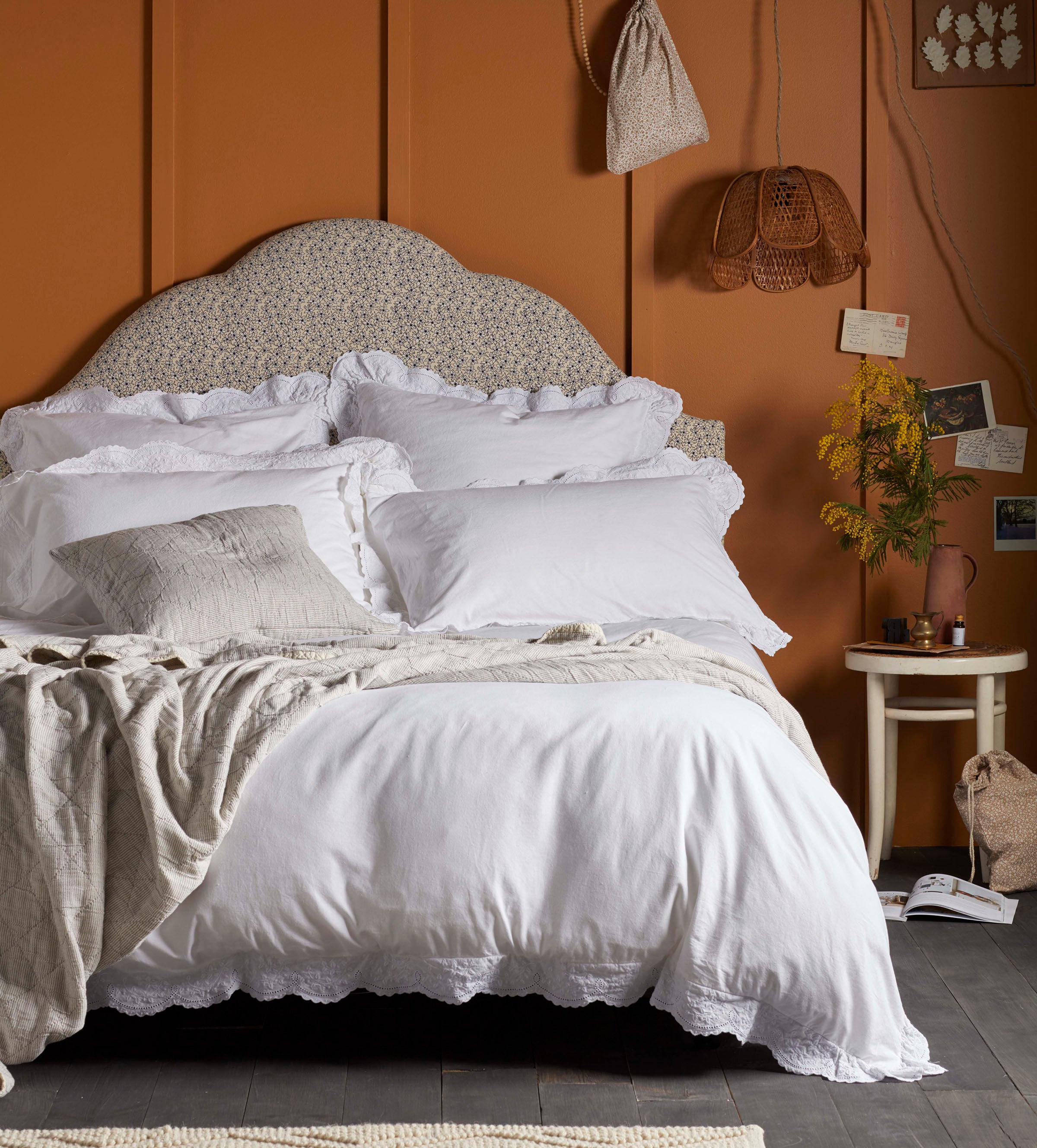 White Cotton Linen Duvet Cover