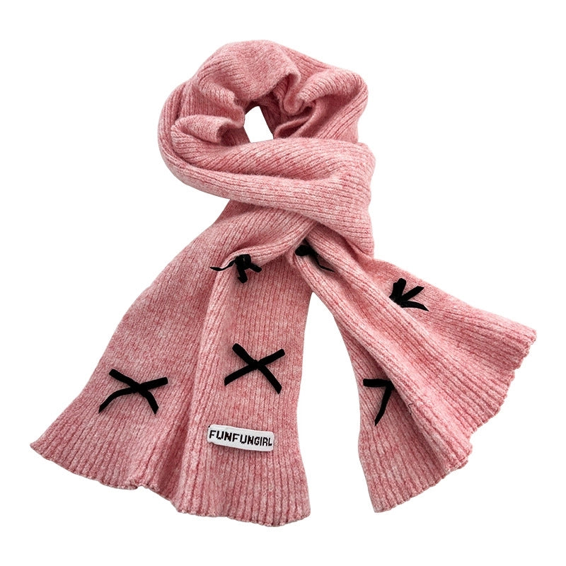 Women's IG Style Solid Color Bow Knot Knit Scarf Sock Cover