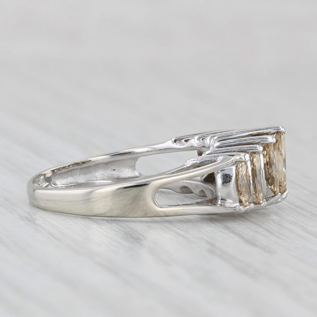 1.06ctw Champagne Diamond Tiered Rooftop Ring 14k White Gold Size 6.25 Stackable
