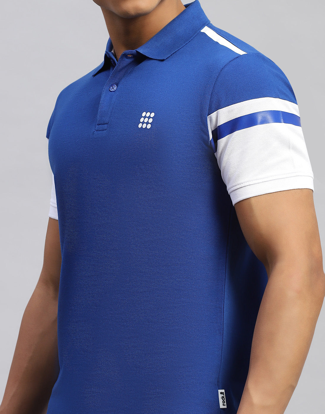 Men Blue Solid Polo Collar Half Sleeve T-Shirt