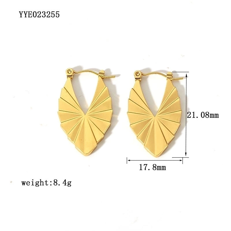1 Pair Vintage Style Sector Heart Shape Solid Color Plating 304 Stainless Steel 18K Gold Plated Drop Earrings