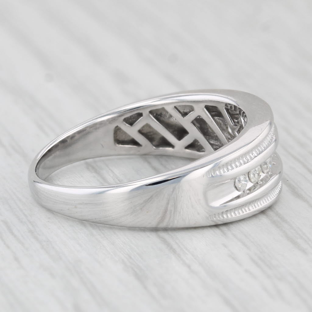 0.20ctw Diamond Men's Wedding Band 10k White Gold Size 11.25 Ring
