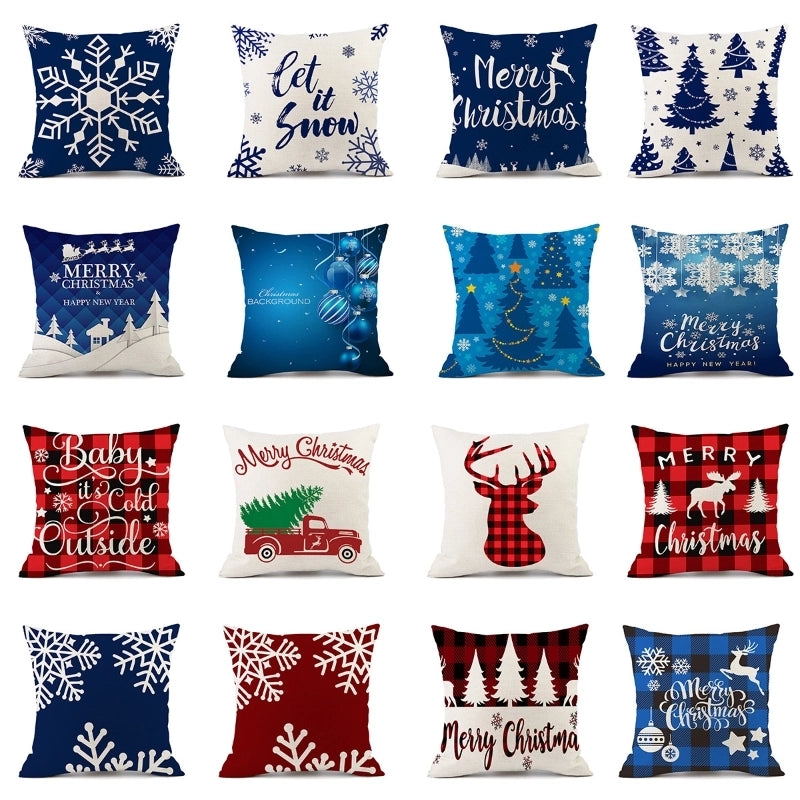 Christmas Casual Classical Vacation Snowflake Linen Pillow Cases Couch & Sofa Decor