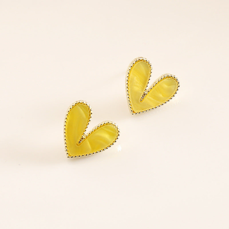 2 Pieces Women Heart Alloy Electroplating Stud Earrings