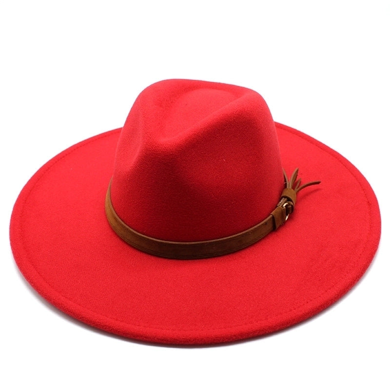 Unisex  Solid Color Flat Eaves Fedora Hat