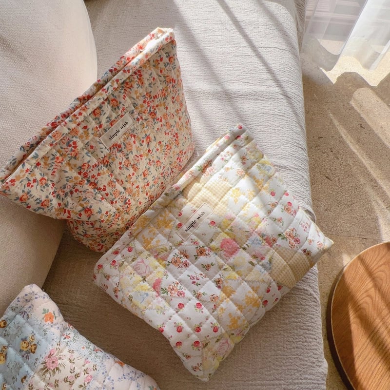 Red Small Floral Quilted Blue Floral Quilted Yellow Floral Quilted Canvas Ditsy Floral Square Clutches