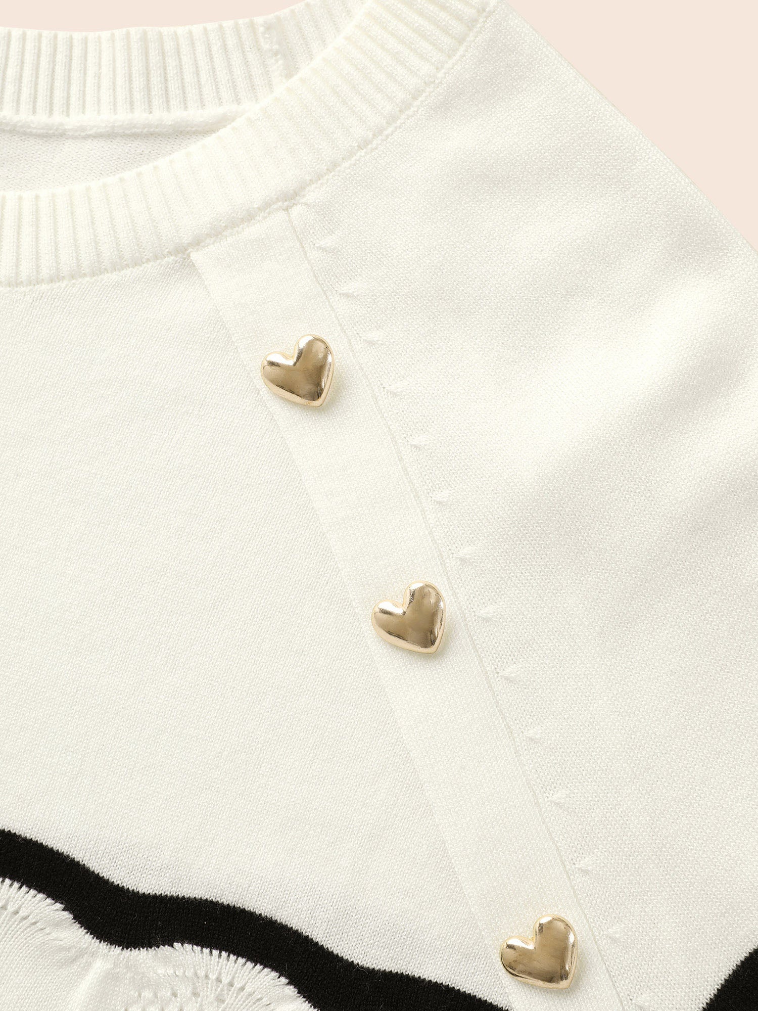 Striped Raglan Sleeve Button Detail Pullover