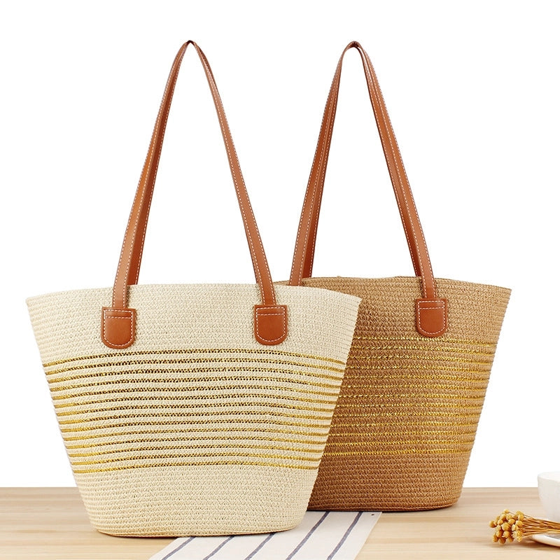 Women's Vacation Beach Solid Color Paper Shopping Bags