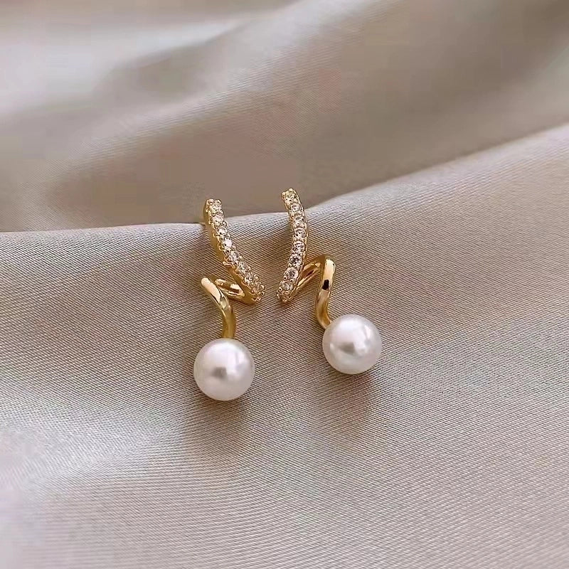 1 Pair Fashion Star Flower Imitation Pearl Alloy Inlay Rhinestones Women's Earrings