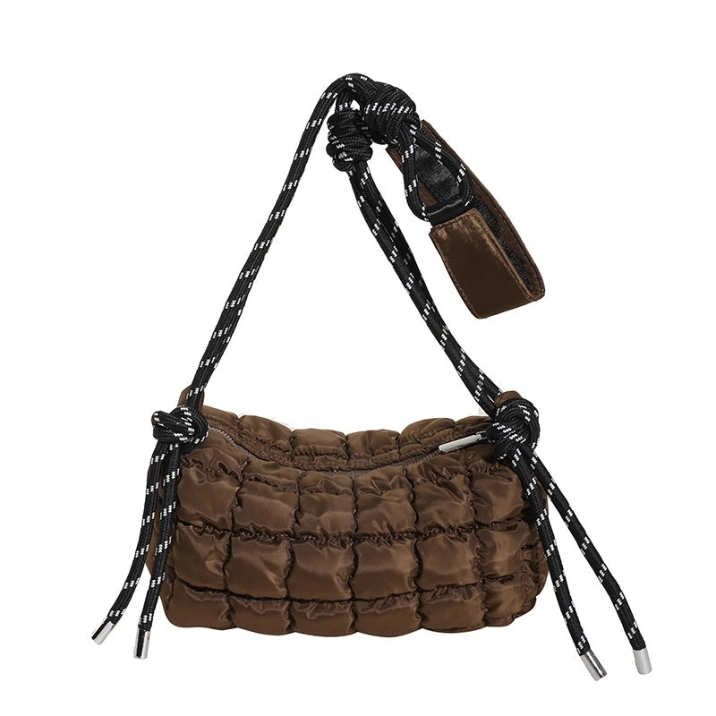 Women's Cotton Plaid Cute Pillow Shape Zipper Cloud Shape Bag