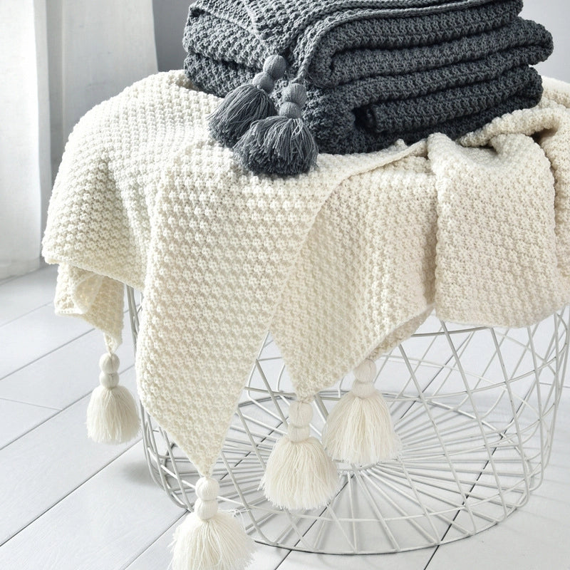 Elegant Solid Color Polyester Acrylic Blanket