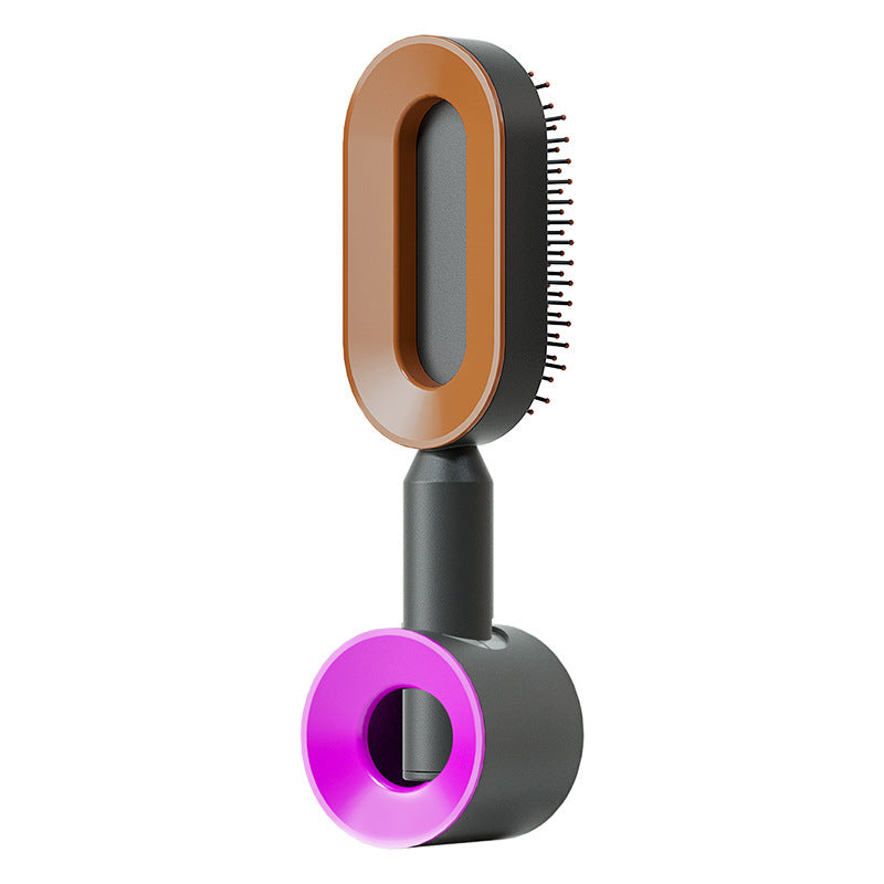 Self-cleaning hairbrush for women. One-button cleaning airbag to prevent hair loss