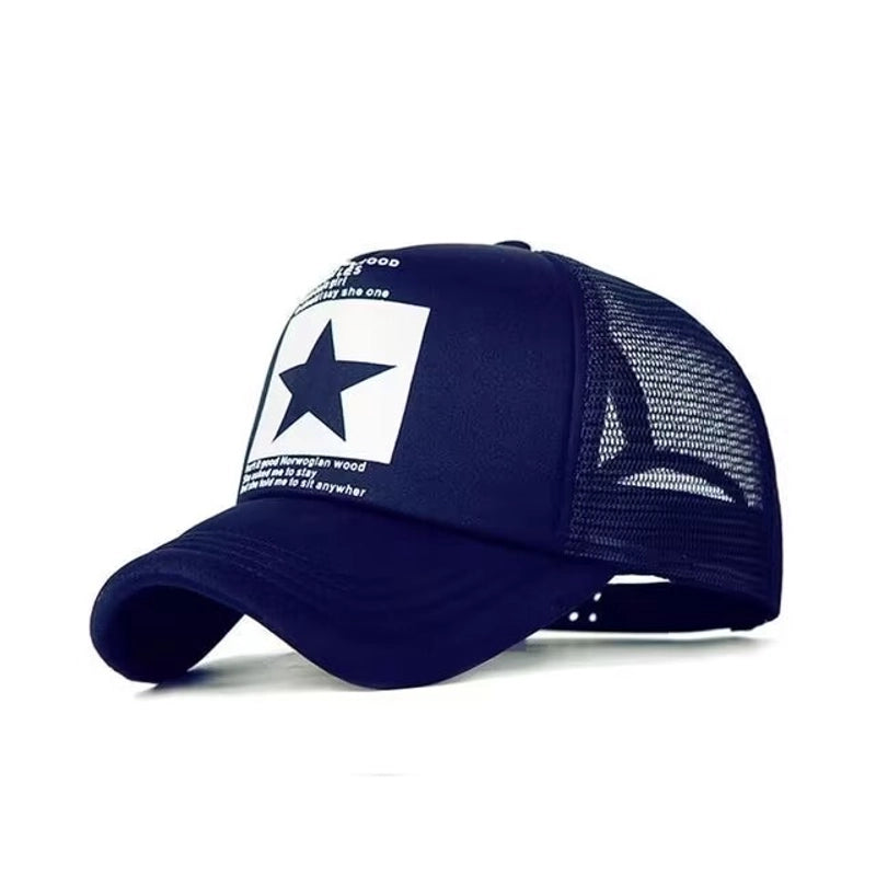 Unisex Basic Minimalist Letter Star Curved Eaves Baseball Cap