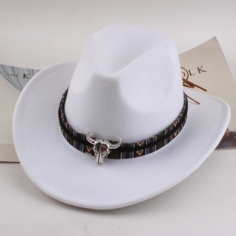 Ethnic Style Topper Hat Western Cowboy Hat Tibetan Tibetan Performance Hat Woolen Hat Central Retro Woolen Hat