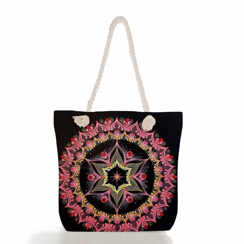 Women's Basic Flower Canvas Shopping Bags