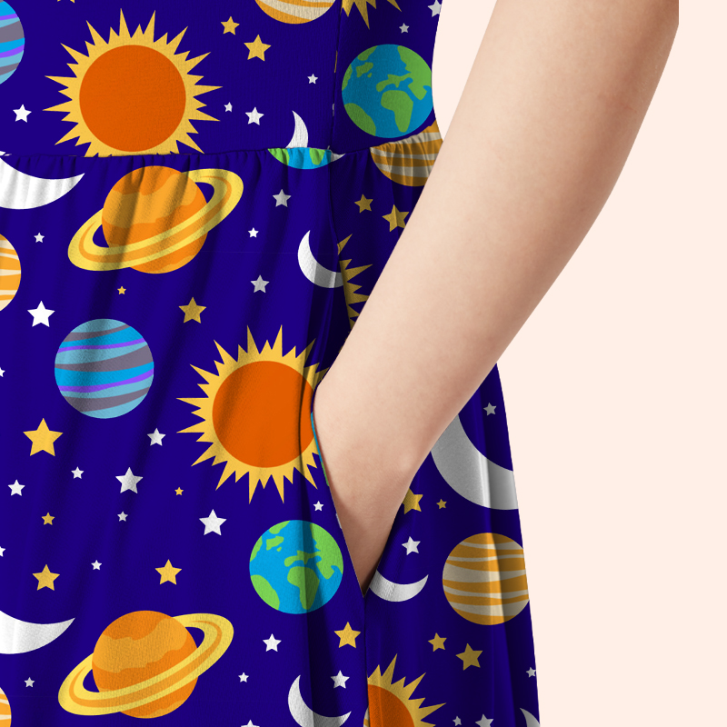 Travel Into Space With Me Teacher Printed One Piece Dress