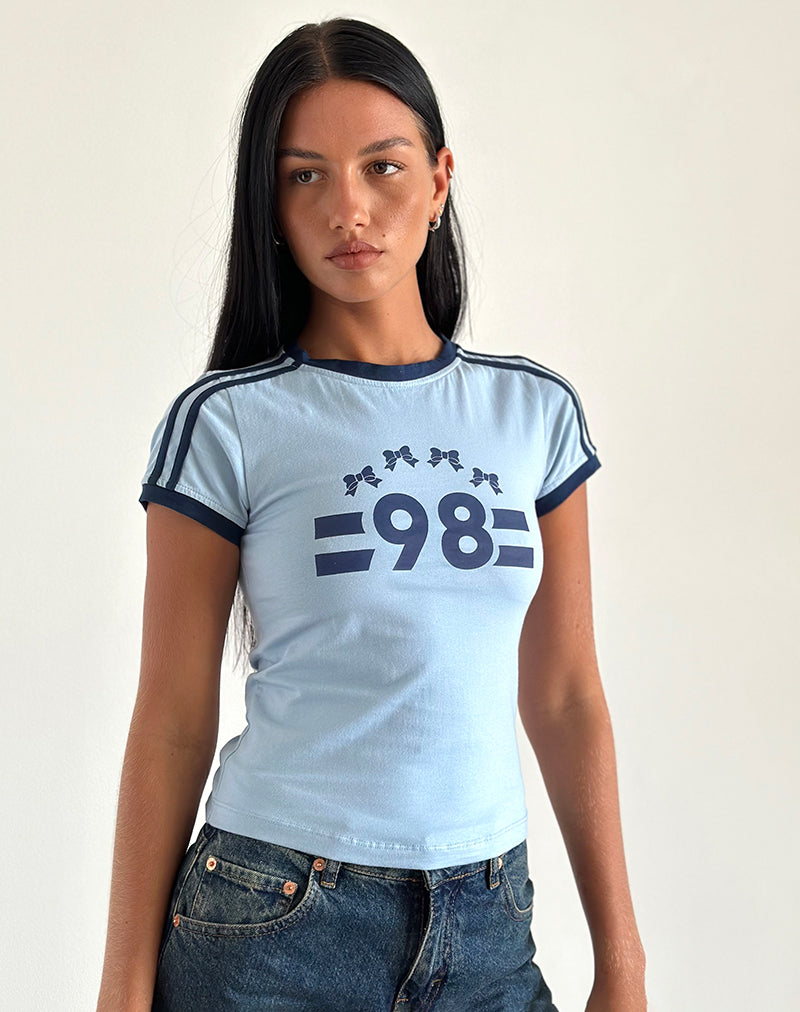 Salda Tee in Nantucket Blue with Navy Binding  and '98' Emb