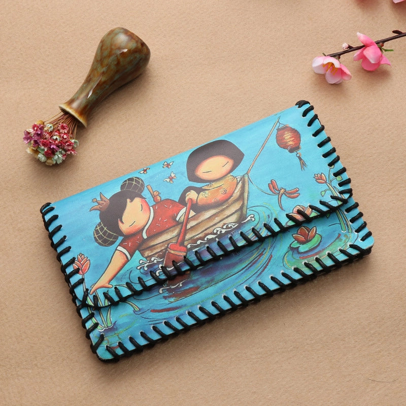 Women's Pu Leather Printing Animal Vintage Style Square Magnetic Buckle Phone Wallets
