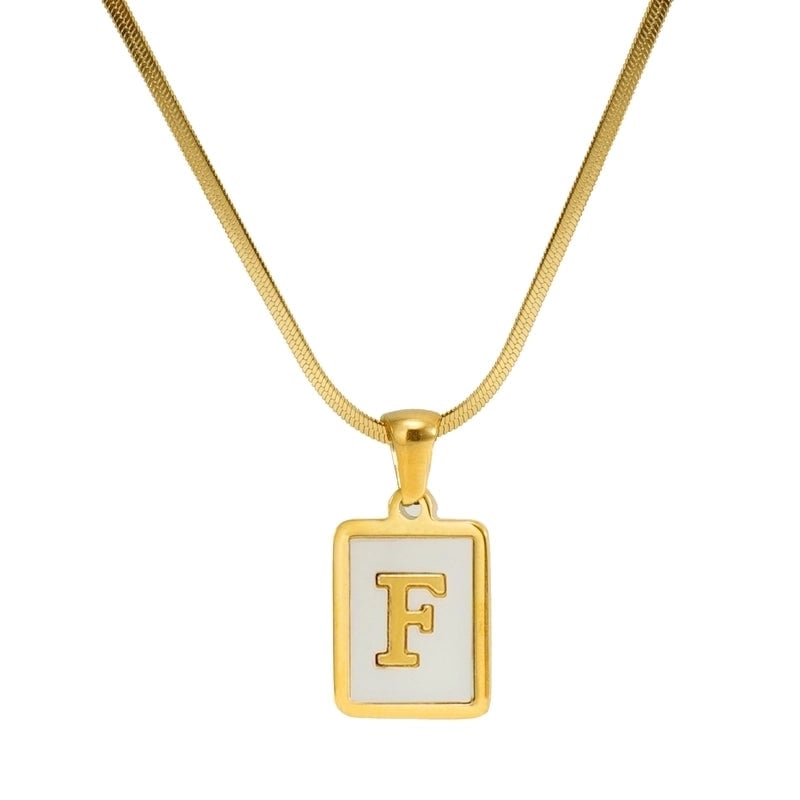 Stainless Steel 18K Gold Plated Casual  Plating Inlay Letter Shell Pendant Necklace