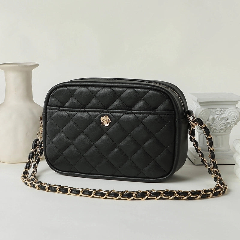 Women's Small Pu Leather Solid Color Streetwear Square Zipper Crossbody Bag