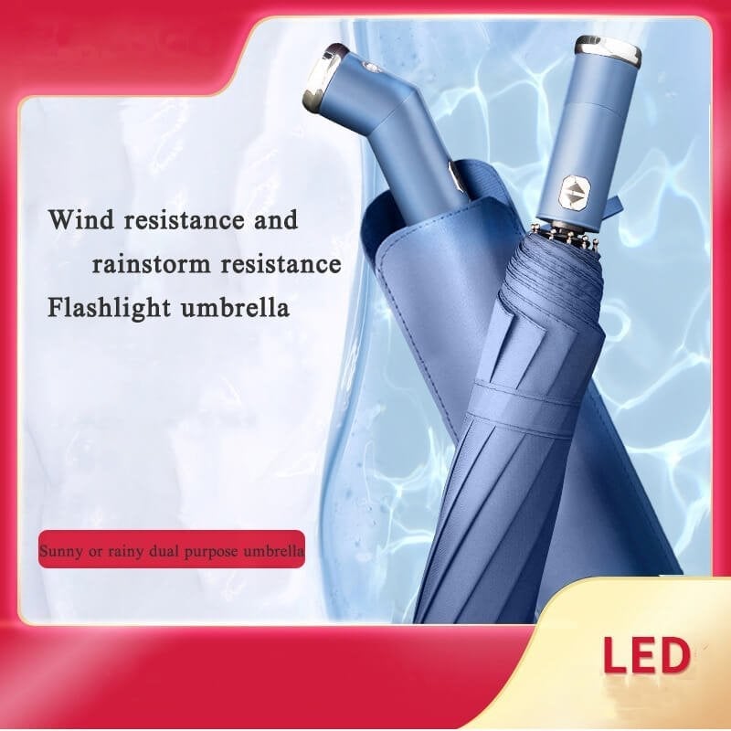 🔥Free shipping🔥Automatic Umbrella Adjustable Rotating Flashlight Umbrella🔥Hot Sale🔥