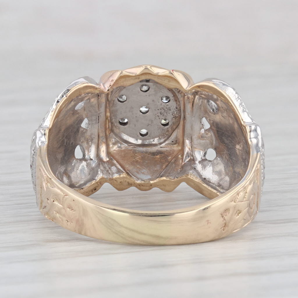 Diamond Scottish Rite Masonic Eagle Ring 10k Gold 32nd Degree Signet Size 10.25