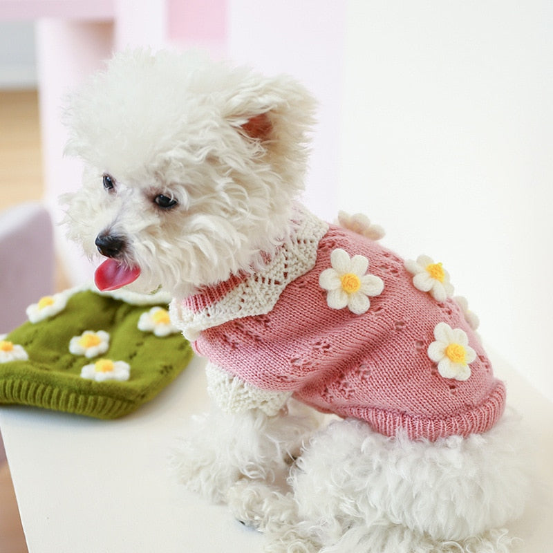 Flower Blossoming Knitted Dog Cat Sweater