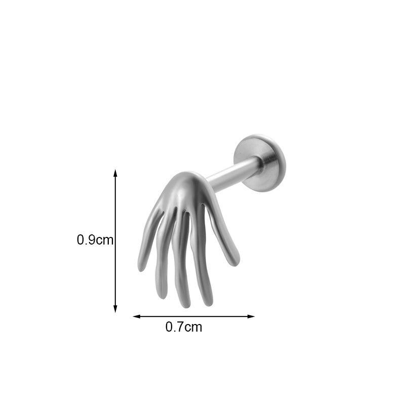 1 Piece Ear Cartilage Rings & Studs IG Style Vintage Style Palm Feather Snake Pure Titanium Plating Inlay Zircon