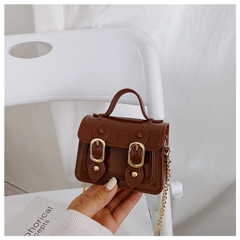 Women's Small All Seasons Pvc Solid Color Fashion Square Flip Cover Messenger Bag