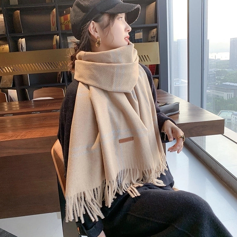 Double-line Plaid Scarf