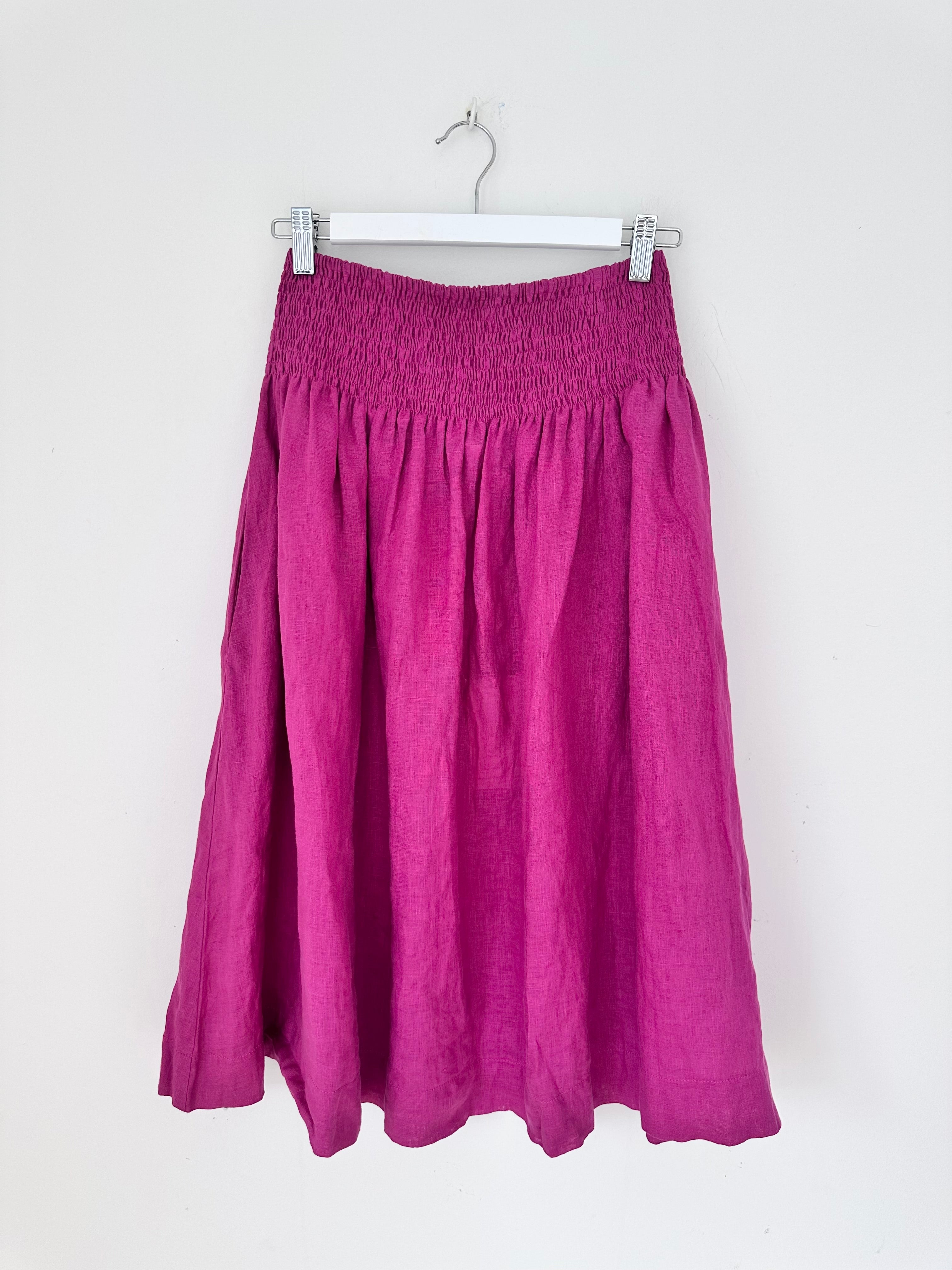 lola skirt - fuschia linen